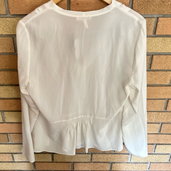 NWT Rebecca Taylor Blouse White Ivory Peplum V-Neck 100% Silk Size 12 - Picture 4 of 8